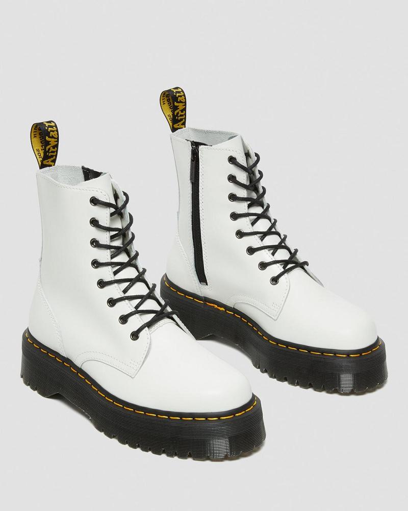 Dr Martens Jadon Smooth Læder Platform Støvler Dame Hvide | DK 247MQZ